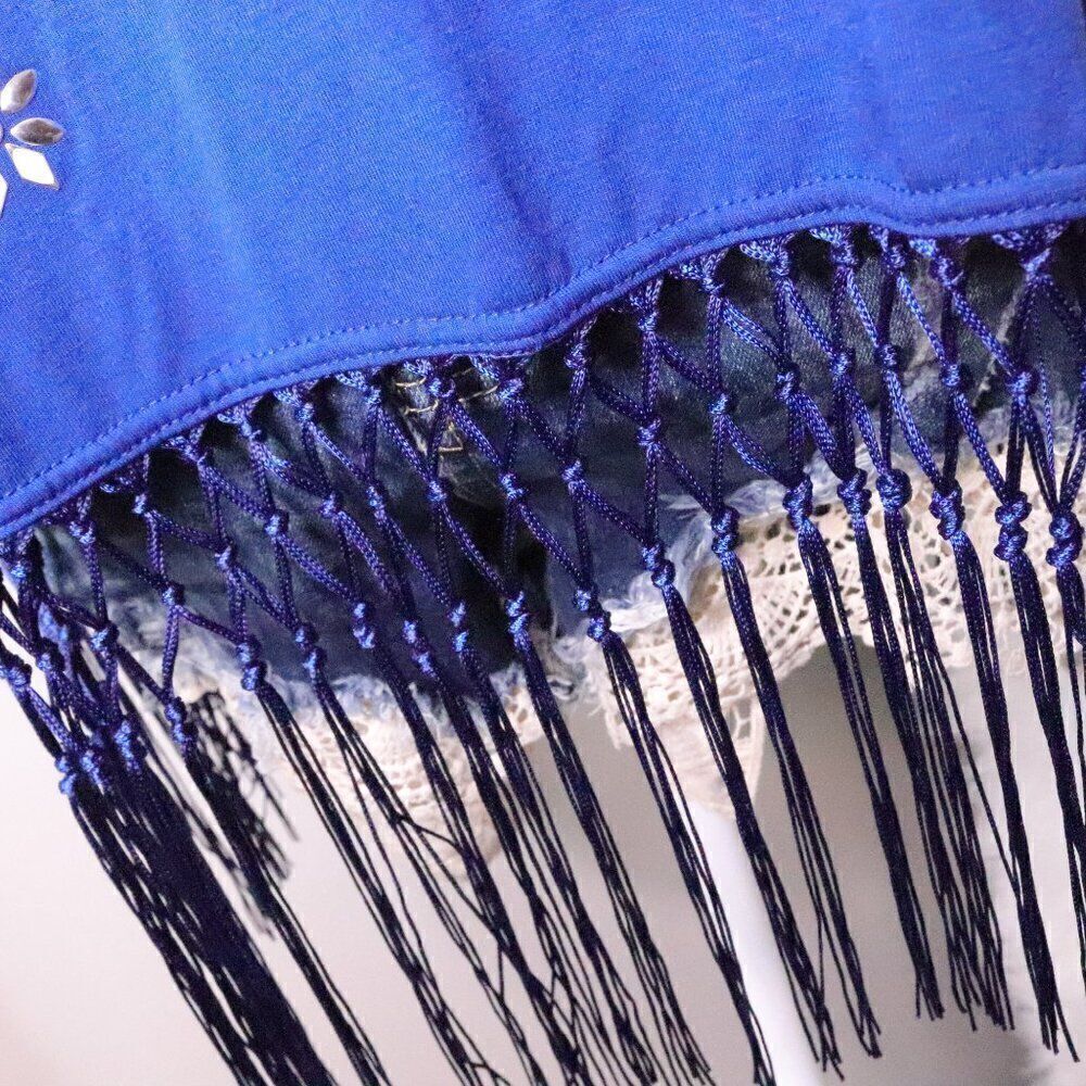 Ruby Rd. | Short Sleeve Top Floral Fringe Large - Picture 3 of 7